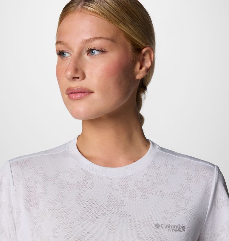 Women's Bluebird Canyon Technical T-Shirt, Color: White Popflorid Jacquard, image 4