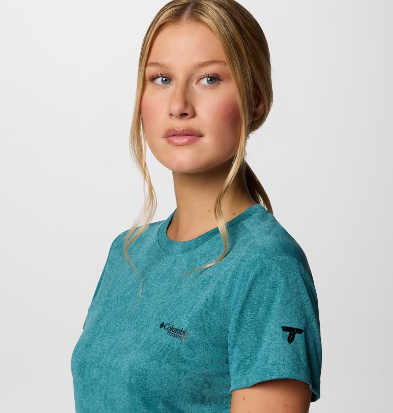 Women's Bluebird Canyon Technical T-Shirt, Color: River Blue Popflorid Jacquard, image 4