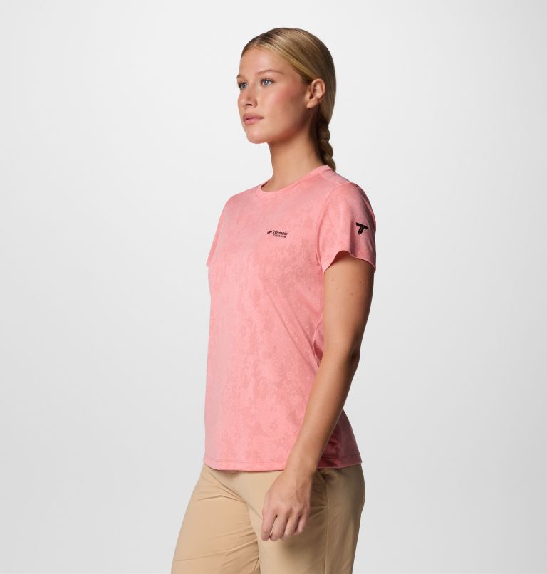 Women's Bluebird Canyon Technical T-Shirt, Color: Alpenglow Popflorid Jacquard, image 3