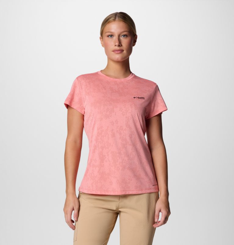 Women's Bluebird Canyon Technical T-Shirt, Color: Alpenglow Popflorid Jacquard, image 1