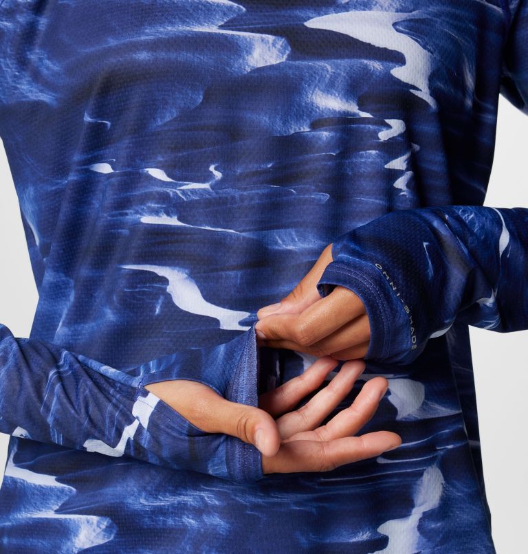 Women's Summit Valley Long Sleeve Crew, Color: Clematis Blue Windblown, image 7