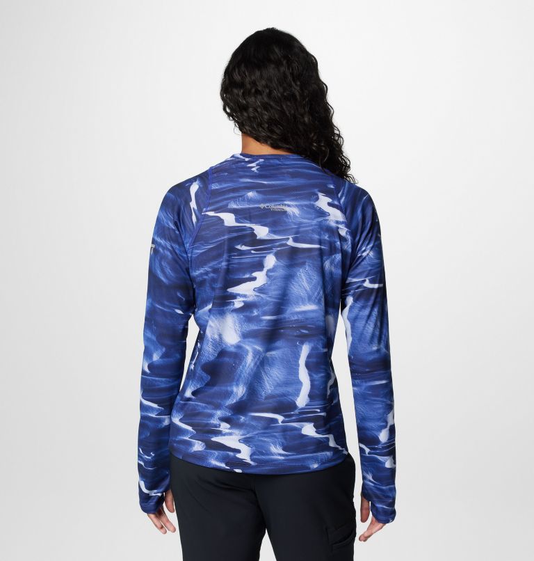 Women's Summit Valley Long Sleeve Crew, Color: Clematis Blue Windblown, image 2