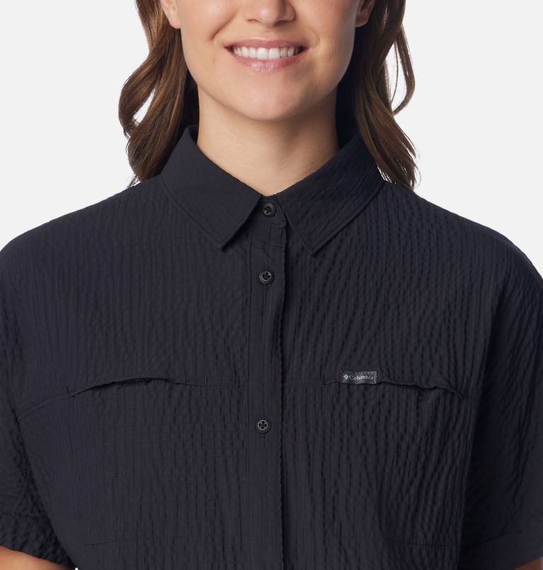Women's Boundless Trek Short Sleeve Button Up, Color: Black, image 4