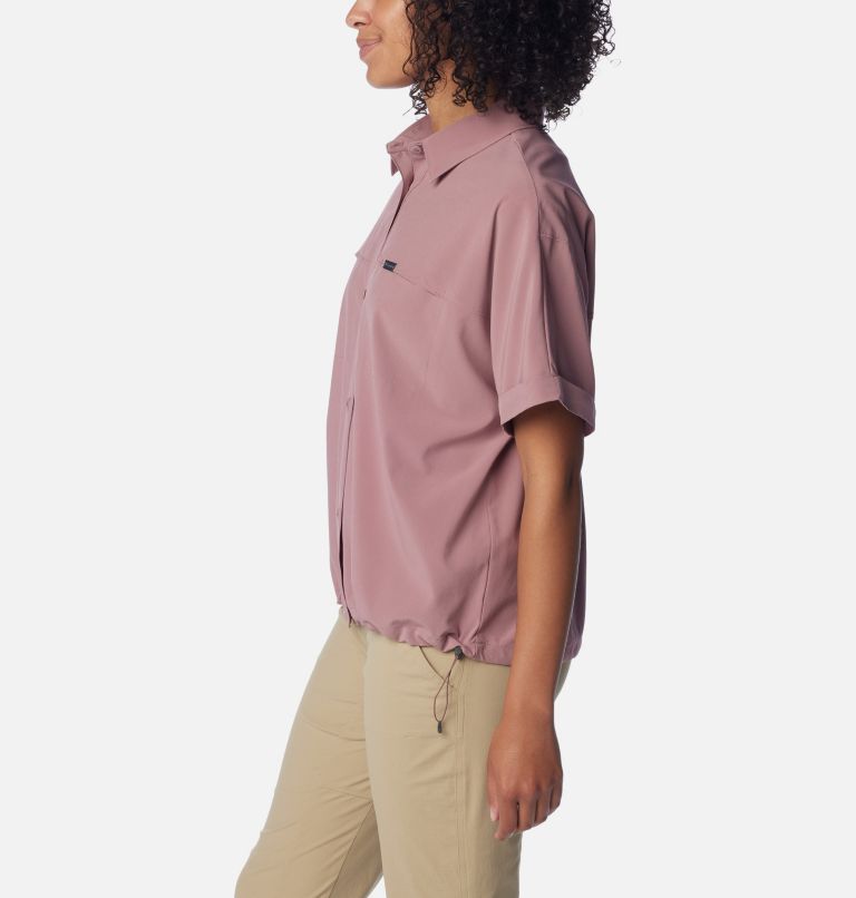 Women's Boundless Trek Short Sleeve Button Up, Color: Fig, image 3