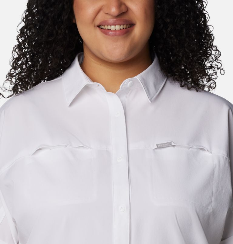 Women's Boundless Trek Short Sleeve Button Up - Plus Size, Color: White, image 4