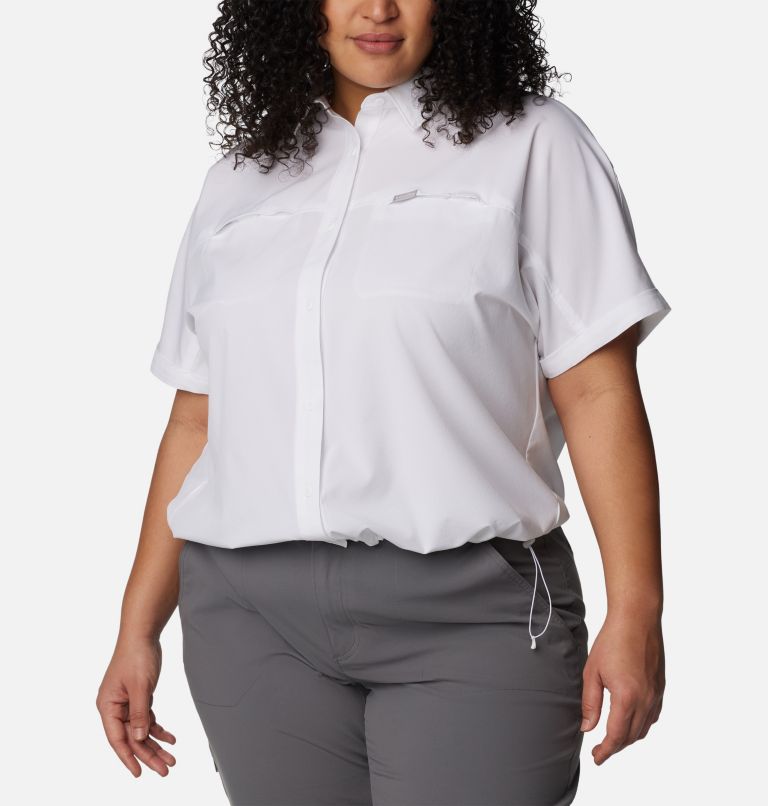 Women's Boundless Trek Short Sleeve Button Up - Plus Size, Color: White, image 7