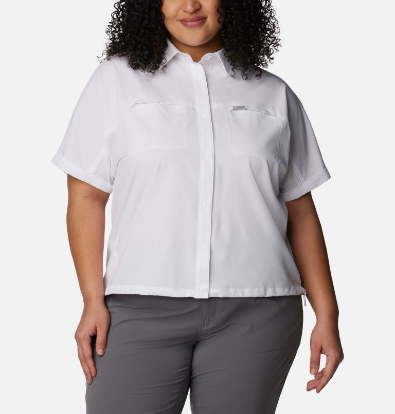 Women's Boundless Trek Short Sleeve Button Up - Plus Size, Color: White, image 1