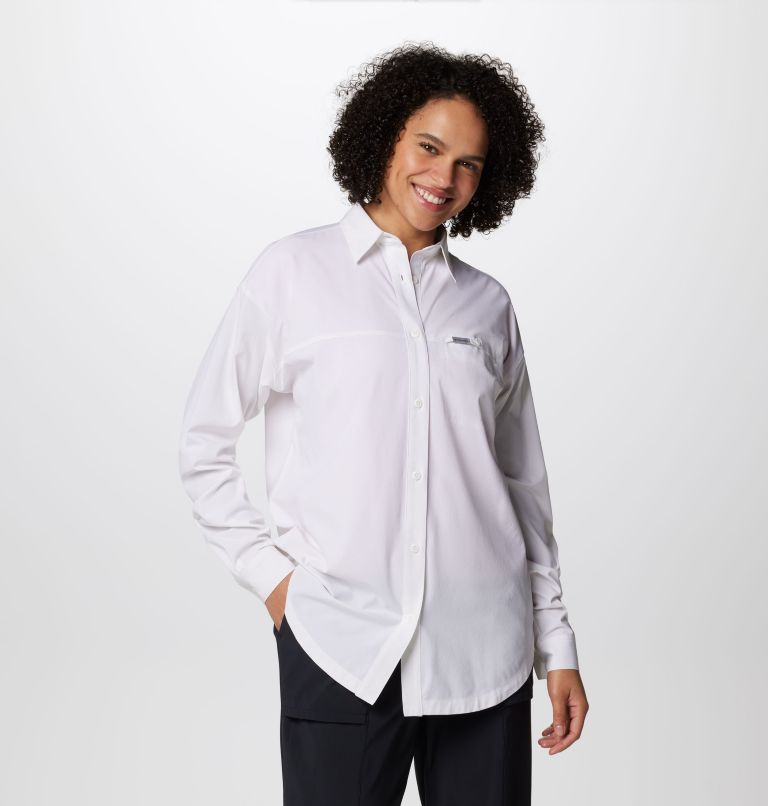 Thumbnail: Women's Boundless Trek Layering Long Sleeve Shirt, Color: White, image 1