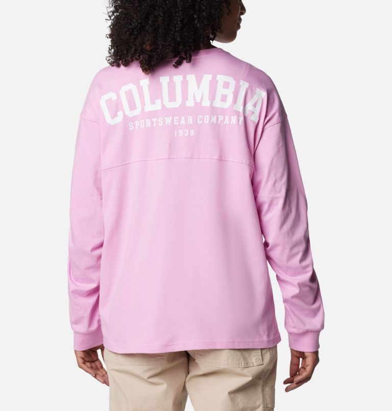 Women's North Cascades Branded Long Sleeve Crew, Color: Cosmos, Varsity Arch, image 2