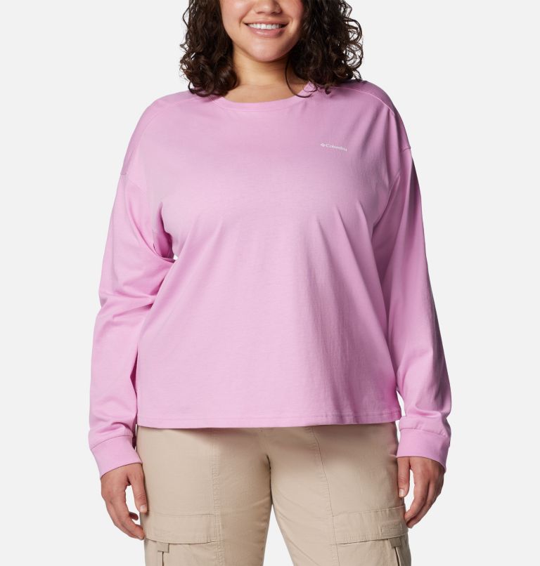 Women's North Cascades Branded Long Sleeve Crew - Plus Size, Color: Cosmos, Varsity Arch, image 1