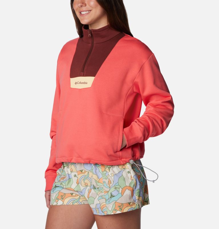 Women's Columbia Lodge Half Zip Fleece, Color: Juicy, Spice, Sunkissed, image 5