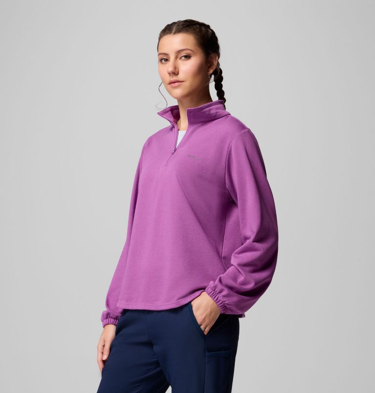 Women's Columbia Trek French Terry Half Zip Pullover, Color: Razzle, image 4