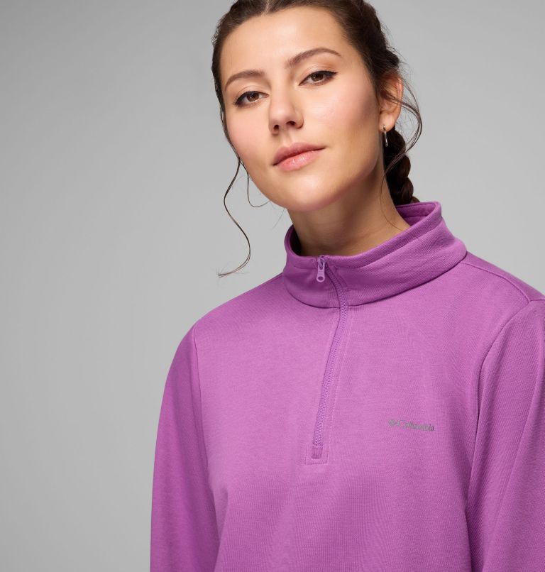 Women's Columbia Trek French Terry Half Zip Pullover, Color: Razzle, image 5