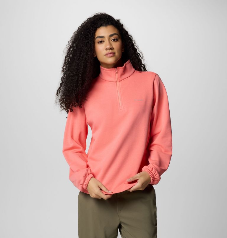 Women's Columbia Trek French Terry Half Zip Pullover, Color: Alpenglow, image 5