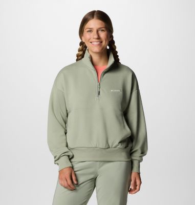 Sudadera de felpa francesa con media cremallera Marble Canyon para mujer, Color: Safari, image 1