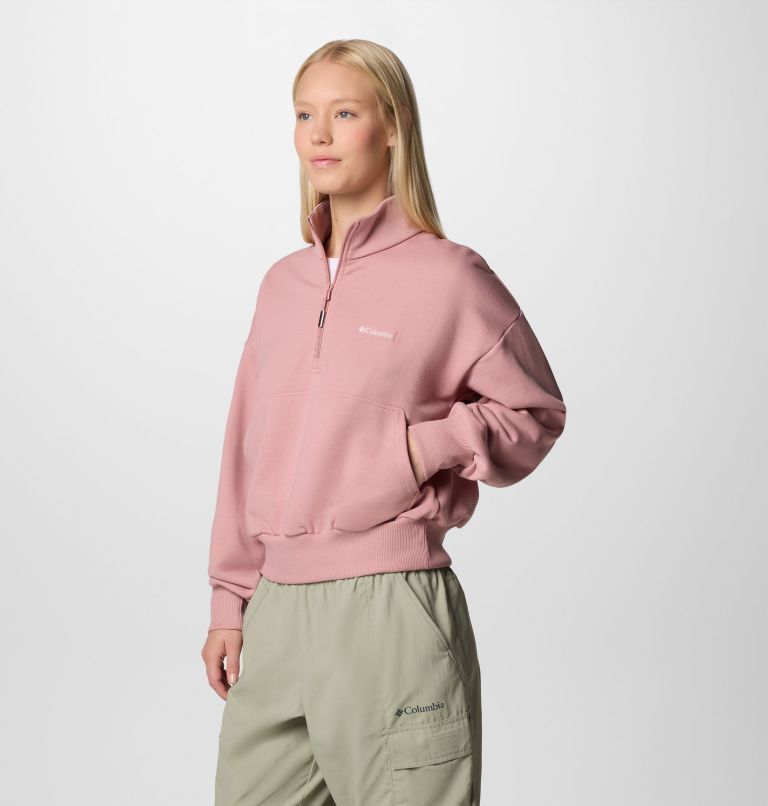 Women's Marble Canyon French Terry Half Zip Sweatshirt, Color: Eraser Pink, image 3