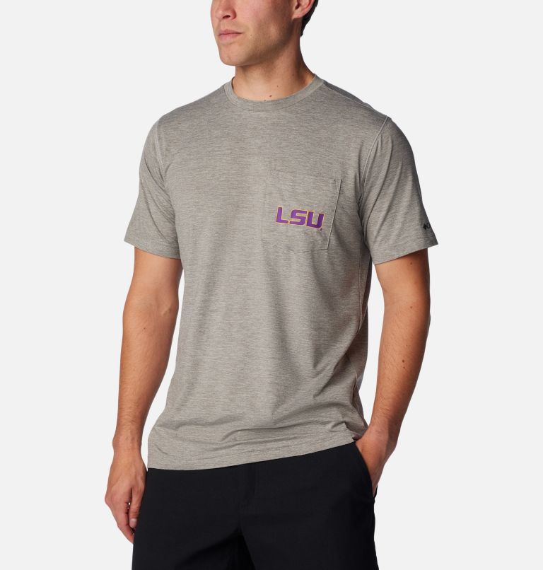 Thumbnail: Men's Collegiate Tech Trail Short Sleeve Shirt - LSU, Color: LSU - Charcoal, image 5