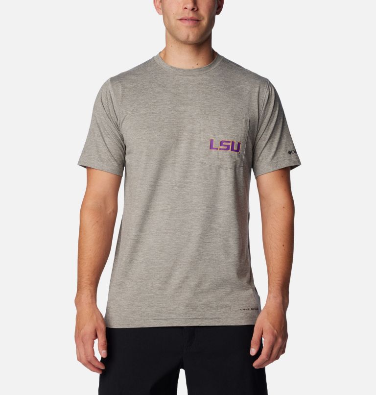 Men's Collegiate Tech Trail Short Sleeve Shirt - LSU, Color: LSU - Charcoal, image 1