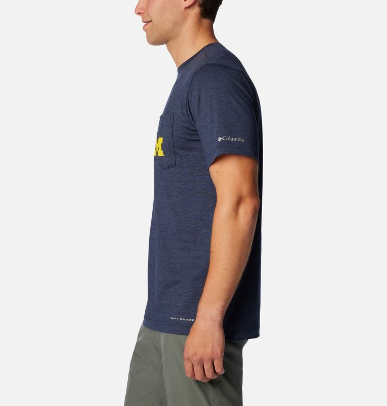 Men's Collegiate Tech Trail Short Sleeve Shirt - Michigan, Color: UM - Collegiate Navy, image 3