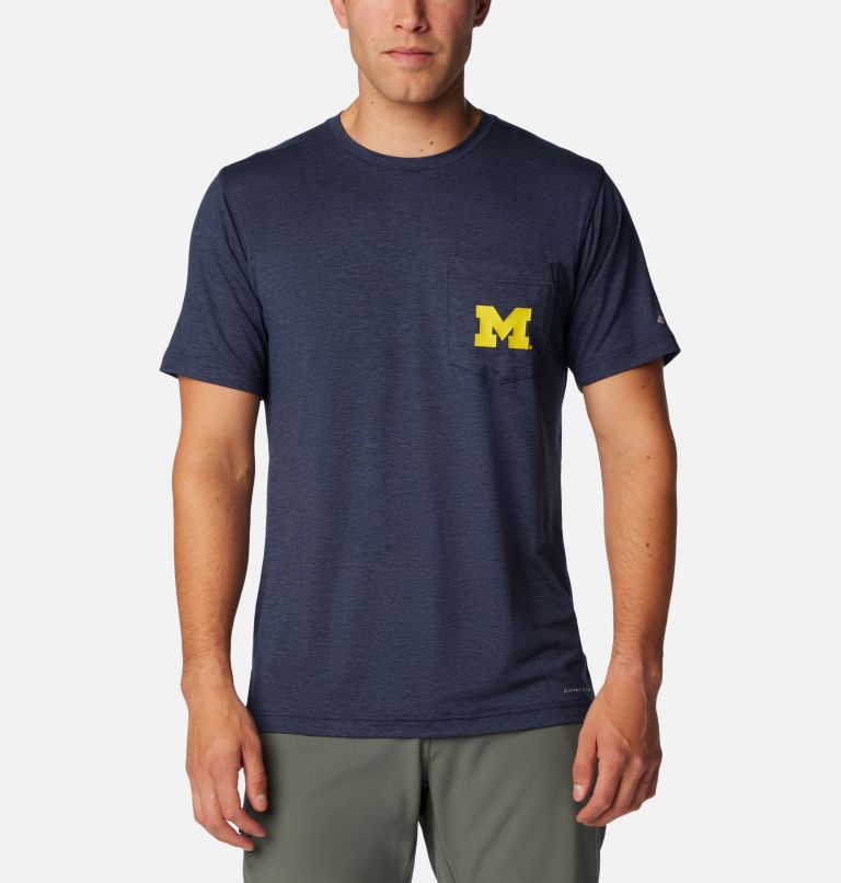 Men's Collegiate Tech Trail Short Sleeve Shirt - Michigan, Color: UM - Collegiate Navy, image 1