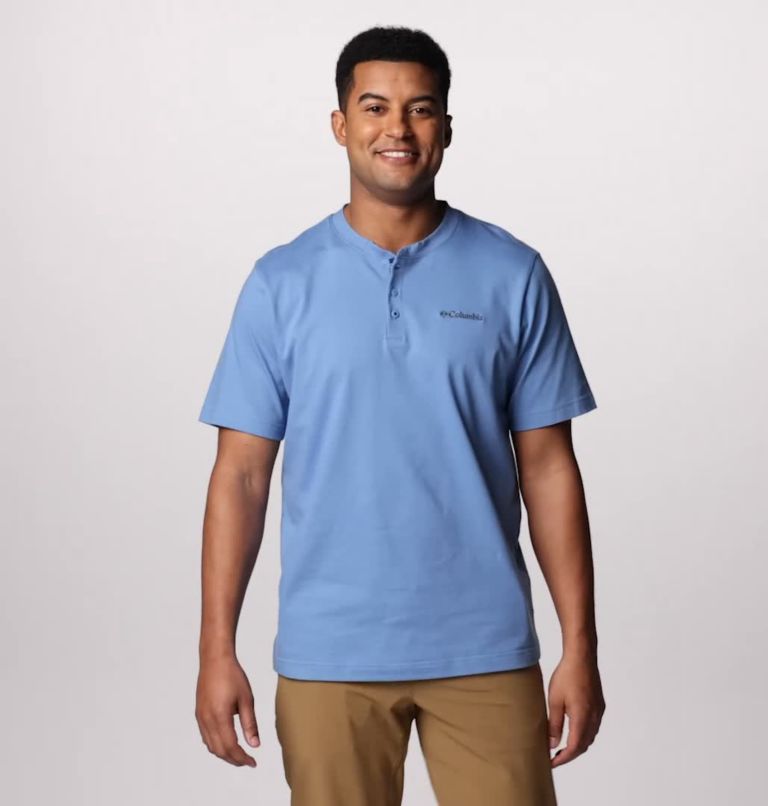 Men's Landroamer Short Sleeve Henley II, Color: Skyler