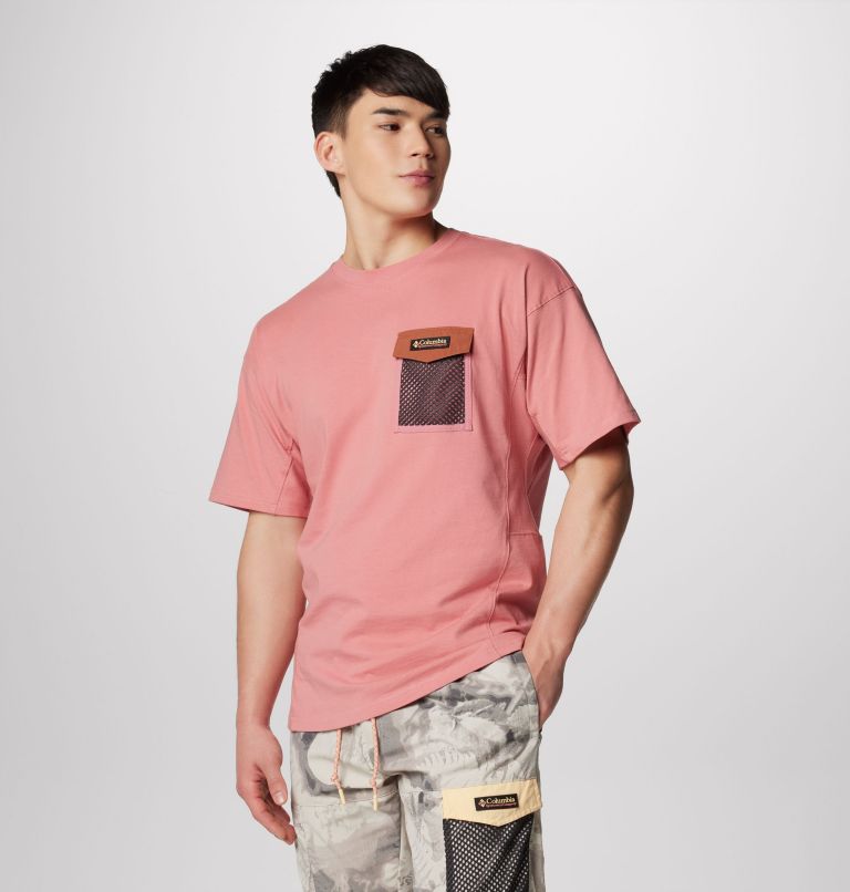 Men's Painted Peak Knit Short Sleeve Top, Color: Pink Agave, Auburn, image 4