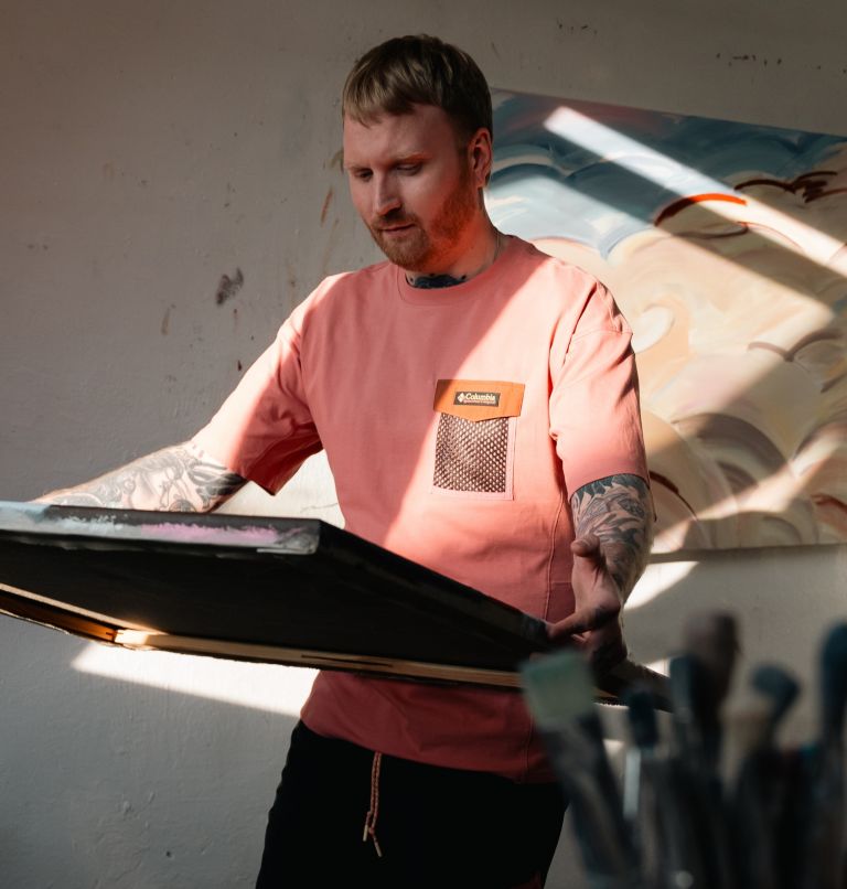 Camiseta Painted Peak para hombre, Color: Pink Agave, Auburn, image 6