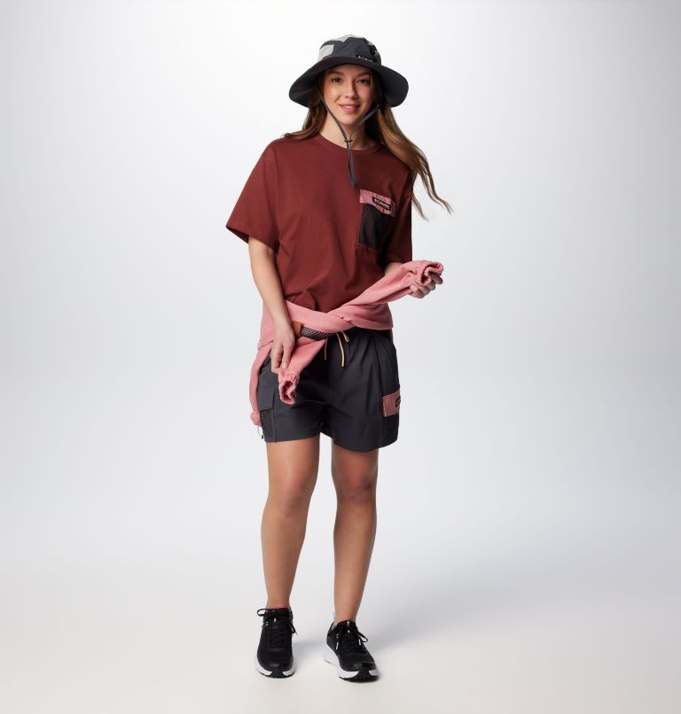 Women's Painted Peak Short Sleeve Knit Cropped T-Shirt, Color: Spice, Pink Agave, image 3