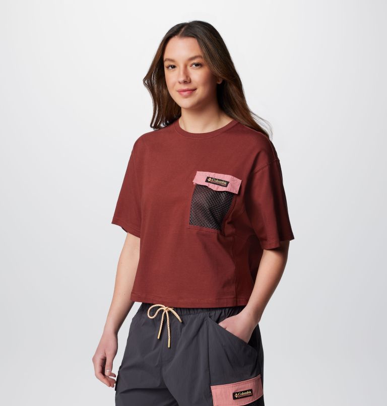 Women's Painted Peak Short Sleeve Knit Cropped T-Shirt, Color: Spice, Pink Agave, image 4