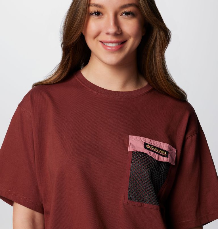 Women's Painted Peak Short Sleeve Knit Cropped T-Shirt, Color: Spice, Pink Agave, image 5