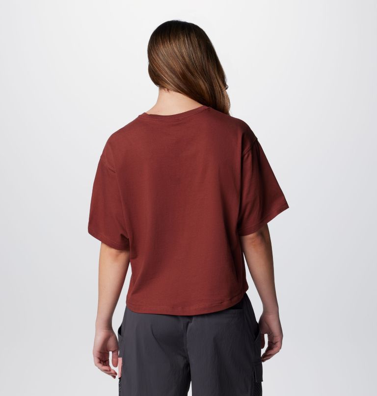 Women's Painted Peak Short Sleeve Knit Cropped T-Shirt, Color: Spice, Pink Agave, image 2