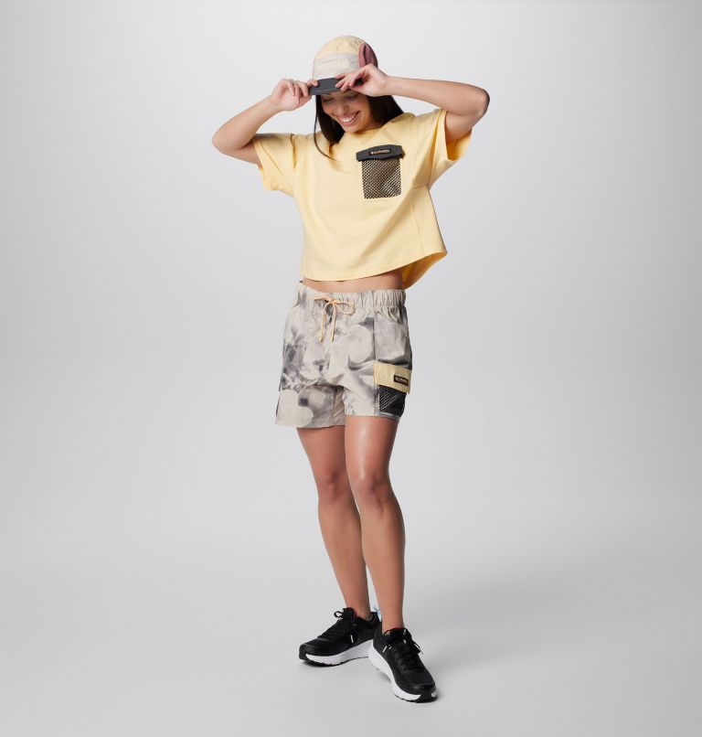 T-shirt court à manches courtes en tricot Painted Peak pour femme, Color: Sunkissed, Shark, image 3