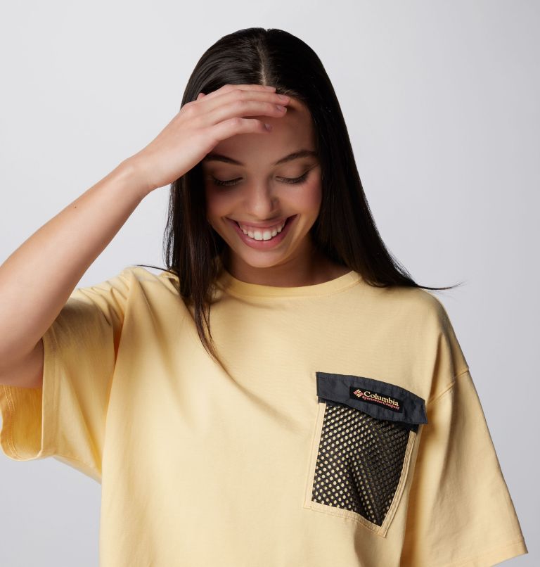 T-shirt court à manches courtes en tricot Painted Peak pour femme, Color: Sunkissed, Shark, image 4