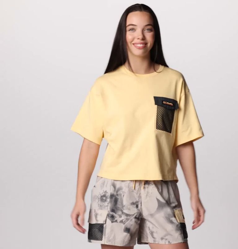 T-shirt court à manches courtes en tricot Painted Peak pour femme, Color: Sunkissed, Shark