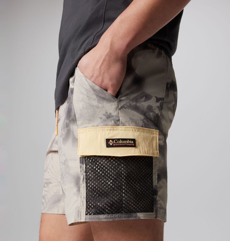 Men's Painted Peak Shorts, Color: Dark Stone Pearhip Print, Sunkissed, image 7