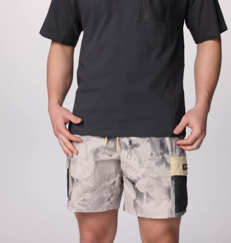 Men's Painted Peak Shorts, Color: Dark Stone Pearhip Print, Sunkissed