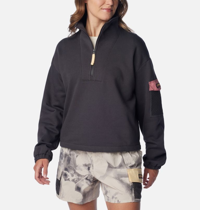 Women's Painted Peak Half Zip Fleece, Color: Shark, Pink Agave, image 1