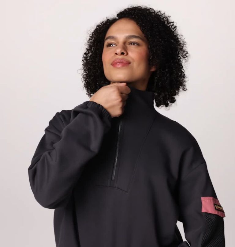 Women's Painted Peak Half Zip Fleece, Color: Shark, Pink Agave