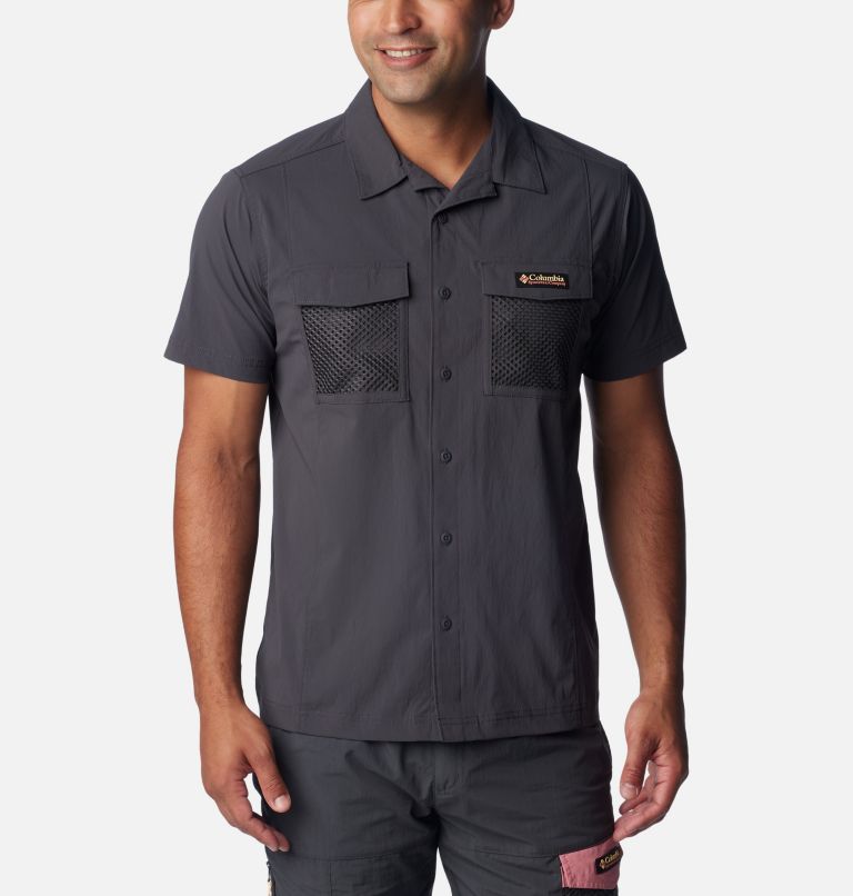 Men's Painted Peak Woven Short Sleeve Shirt, Color: Shark, image 1