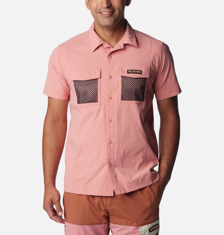 Camisa rosa manga corta hombre online