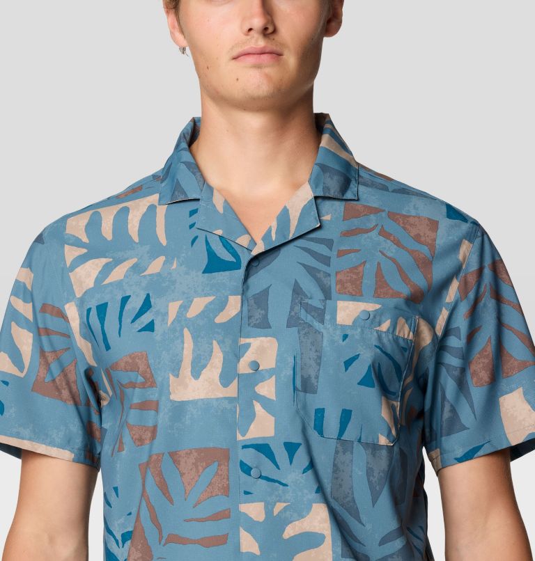 Men's Trail Sender Camp Shirt, Color: Adriatic Blue Meadows Print, image 5