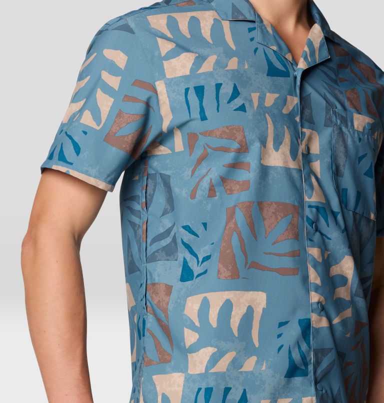 Men's Trail Sender Camp Shirt, Color: Adriatic Blue Meadows Print, image 6