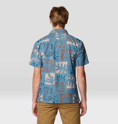 Men's Trail Sender Camp Shirt, Color: Adriatic Blue Meadows Print, image 3