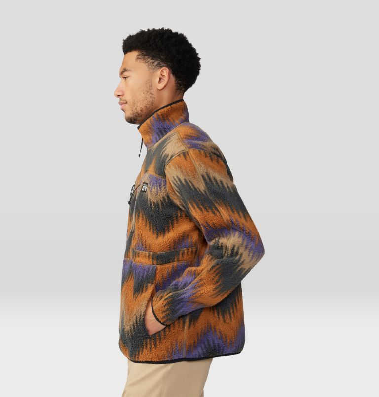 Thumbnail: Men's HiCamp Fleece Printed Pullover, Color: Trail Dust Zig Zag Print, image 3