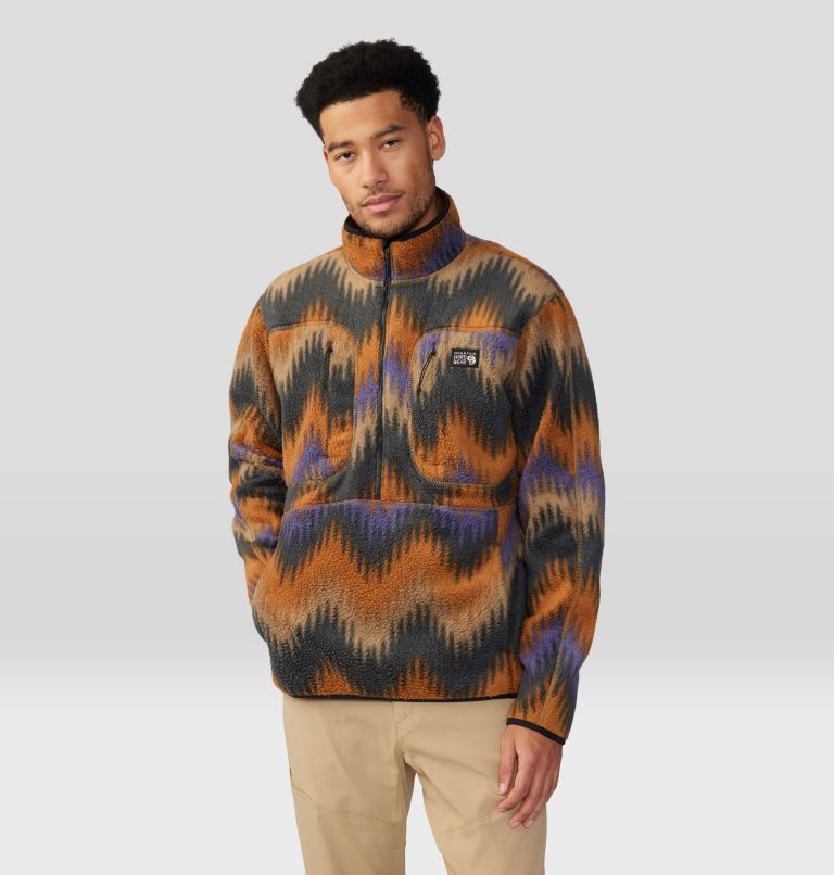 Thumbnail: Men's HiCamp Fleece Printed Pullover, Color: Trail Dust Zig Zag Print, image 1