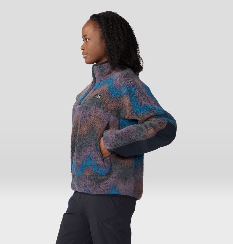 Women's HiCamp Fleece Printed Pullover, Color: Blurple Zig Zag Print, image 3
