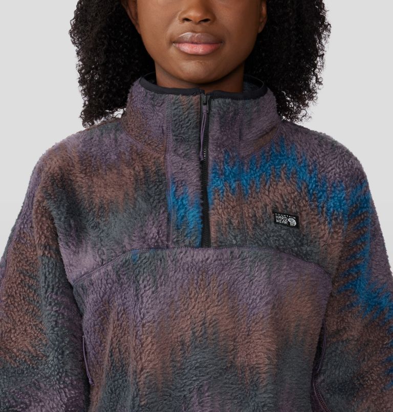 Thumbnail: Women's HiCamp Fleece Printed Pullover, Color: Blurple Zig Zag Print, image 4