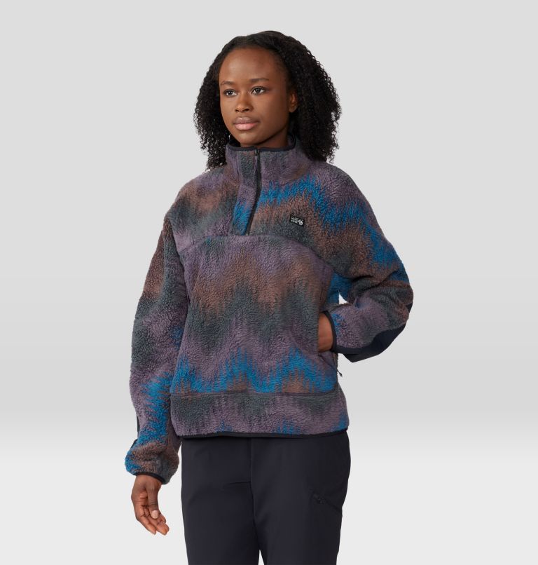 Thumbnail: Women's HiCamp Fleece Printed Pullover, Color: Blurple Zig Zag Print, image 5
