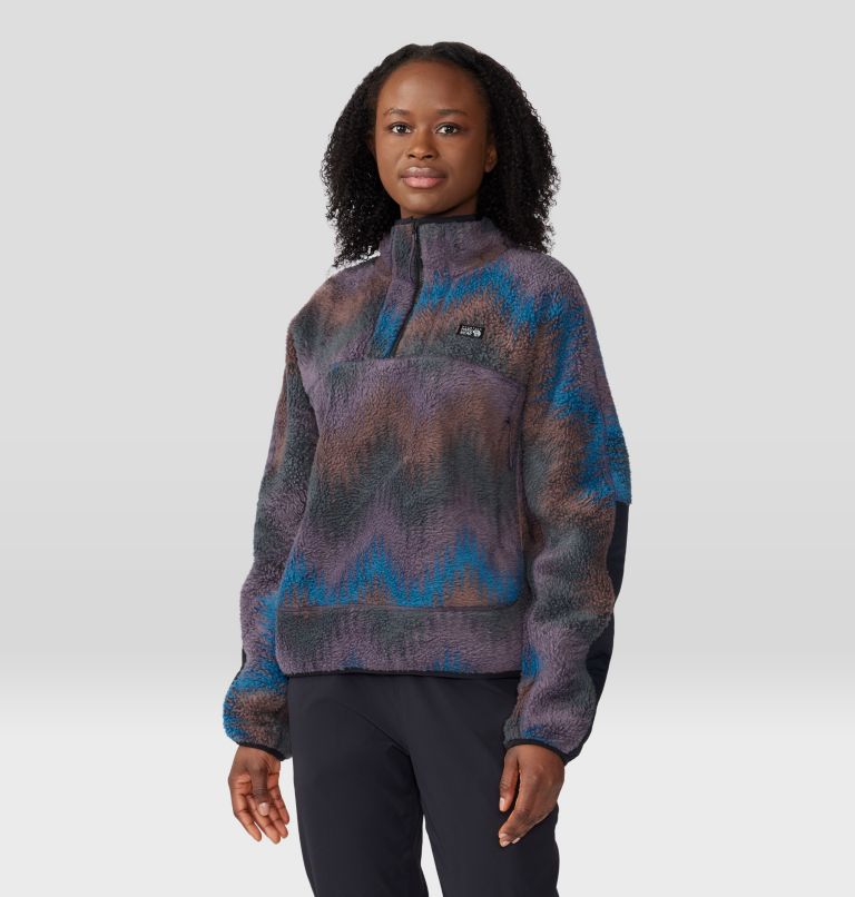 Thumbnail: Women's HiCamp Fleece Printed Pullover, Color: Blurple Zig Zag Print, image 1