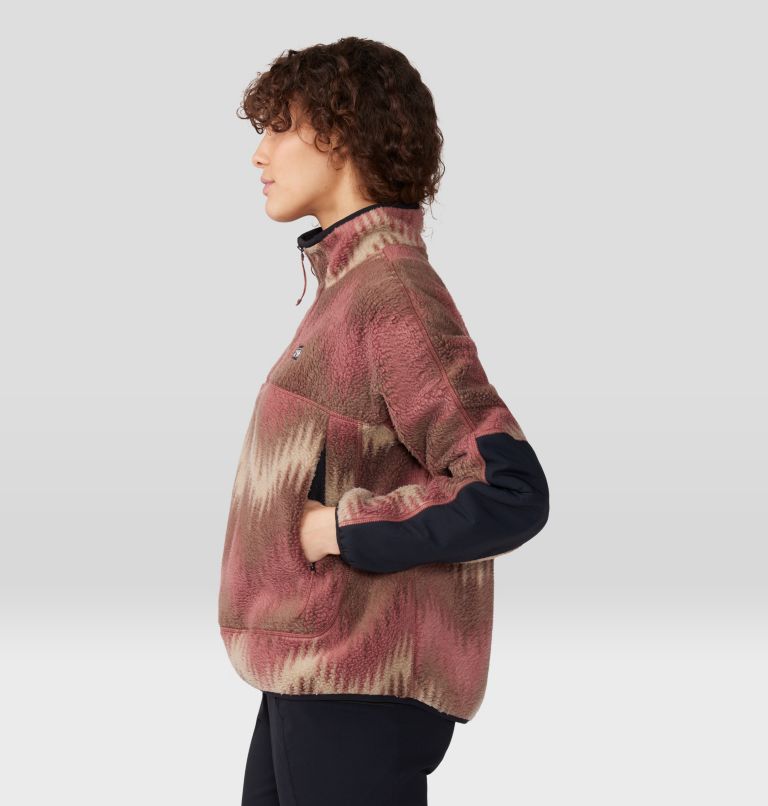 Women's HiCamp Fleece Printed Pullover, Color: Clay Earth Zig Zag Print, image 3